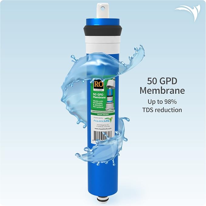 AQUATICLIFE Inline RO Buddie Replacement Cartridges - Includes Carbon Block Filter, Sediment Cartridge and 50 GPD Membrane for RO/RODI Reverse Osmosis Deionization Water Filter System Units