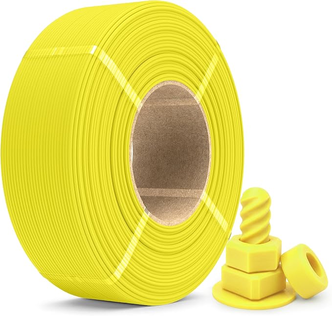 SUNLU PETG Filament Refill 1.75mm 1KG, High Speed 3D Printer Filament Refill, No-Spool Matte PETG Refill for Reusable Spools Compatible with Bambu Labs Filament Printer, 1KG/Roll (Matte Yellow)