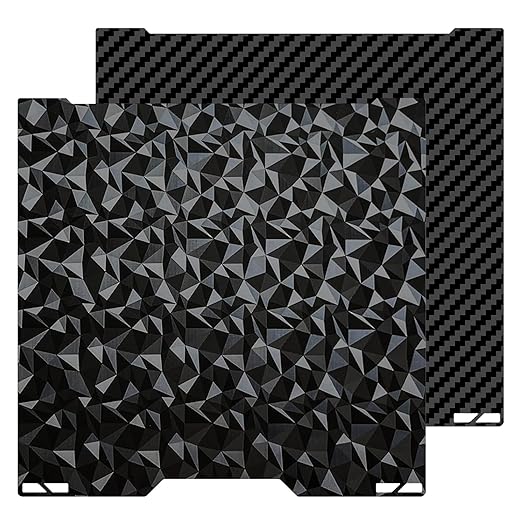 355x346mm PET PEO Double Side Build Plate for Bambu Lab H2S/H2D, Smooth Diamond PEO+Carbon Fiber PET Spring Steel Sheet Plate for Bambulab H2D 3D Printer