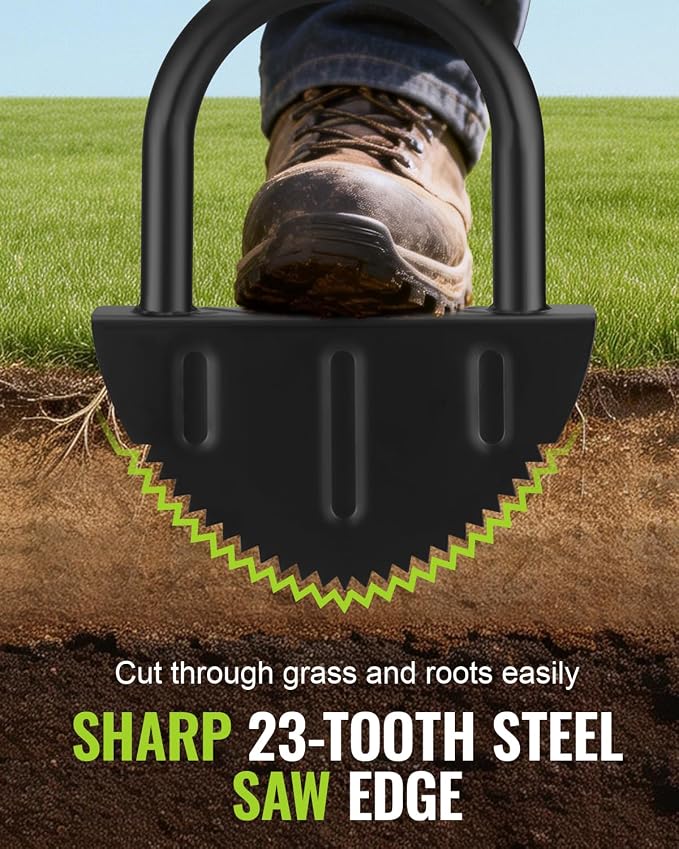 WORKPRO 40-Inch Edger Lawn Tool, Half Moon Saw Tooth Lawn Edger | Half Moon Saw-Tooth Steel Blade, Wide Footplate, Ergonomic T-Handle, Manual Garden Edger For Lawn, Sidewalk & Landscaping