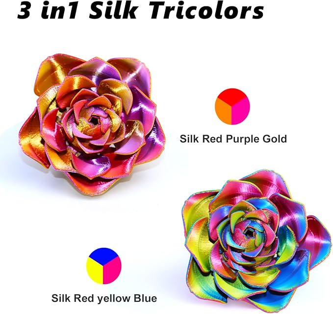 LOVOON 3D PLA Filament 1.75mm Bundle, Tricolor 3D Printer Filament Bundle, Rainbow Silk PLA Filament Bundle, PLA Filament for 3D Printer 3D Pen, Dimensional Accuracy +/-0.02mm, 200g x 4 Spools