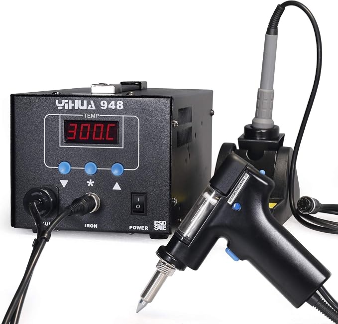 YIHUA 948 Professional Desoldering Station (Upgraded) bundle with the #948A Soldering Iron with Iron Holder, Soldering Iron, and Accessories (29 Items)