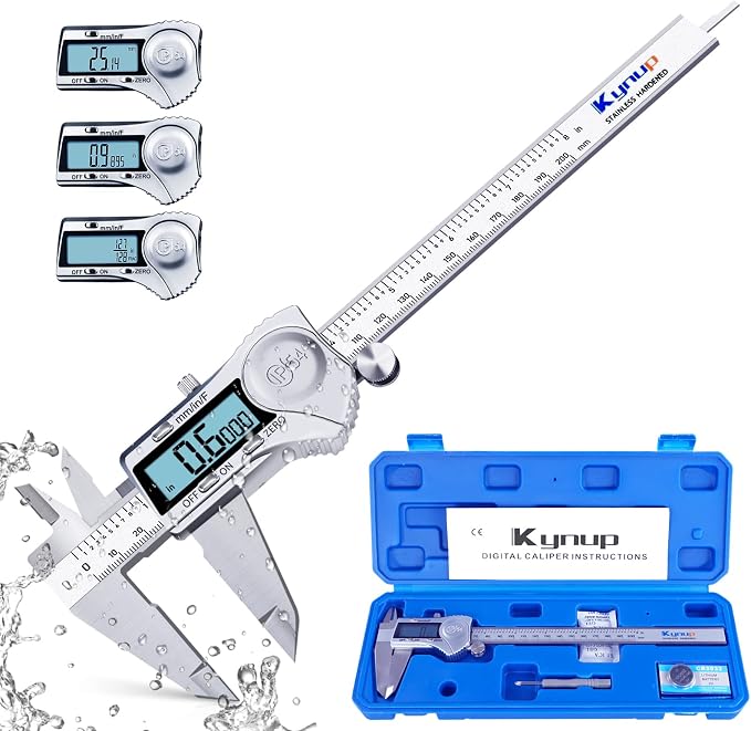 Kynup 6 Inch Caliper with Large Screen, 8 Inch Digital Caliper IP54 Measuring Tool Stainless Steel Measuring Tools