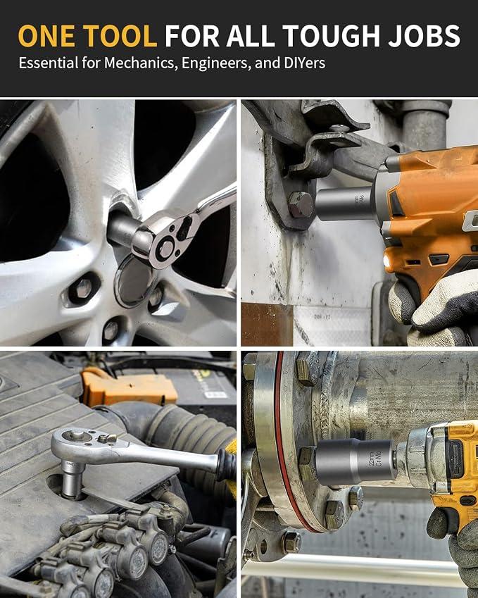 16Pcs Bolt Extractor Kit, 1/2" Drive Impact Lug Nut Removal Tool, Stripped Bolt Extractor for Removing Damaged, Frozen, Rusted, Rounded-Off Bolts & Nuts, Industrial Grade Cr-Mo Steel