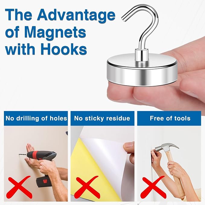 LOVIMAG Magnetic Hooks, Cruise Essentials 2026, 12 Pack-30LBS | Heavy Duty Strong Magnet Hook for Cruise Cabin, Refrigerator Fridge, Ship, Classroom, Kitchen Grills, Black