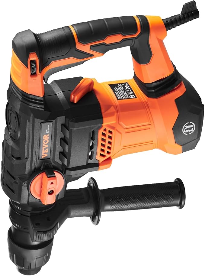VEVOR 1-1/4 Inch SDS-Plus Rotary Hammer Drill, 13 Amp Corded Drills, Heavy Duty Chipping Hammers w/Vibration Control & Safety Clutch, Electric Demolition Hammers Variable Speed, Power Tool For Concret