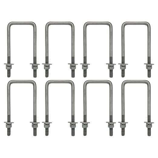 A.A Square U Bolt and Hardware for Boat Trailer, Galvanized Steel, 1/2" Diameter x 3-1/16" x 7-5/16" for 3x3 Beam (8 Pack)