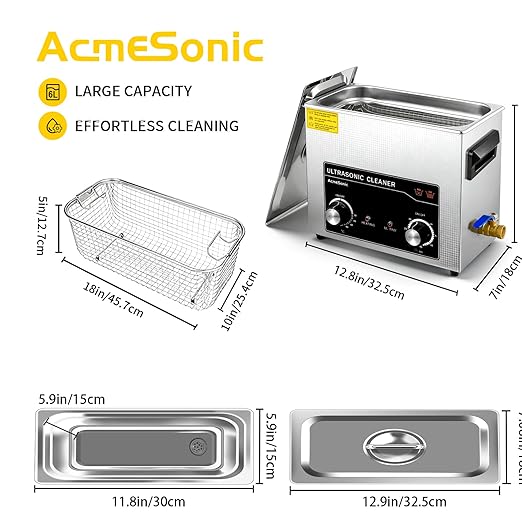 Commercial Ultrasonic Cleaner with Knob, 6L Professional Ultrasonic Cleaner, 40kHz with Heater and Timer for Tools, Jewelry, Watches, Glasses, Dentures, and Small Metal Parts