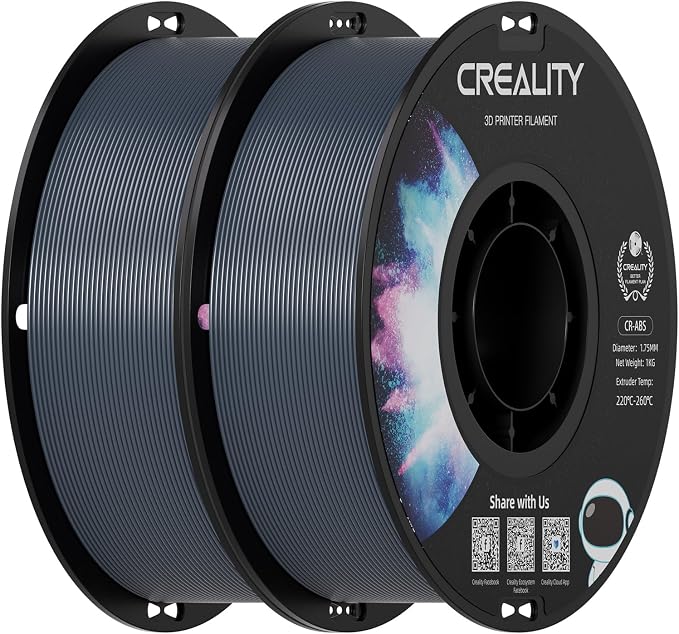 Creality ABS Filament 1.75mm Gray 2 kg, 3D Printer Filament Bundle, Excellent Resistance, Odorless Non-Toxic, Stability, Tough, 2 Pack(4.4 lbs) (Gray 2-Pack)