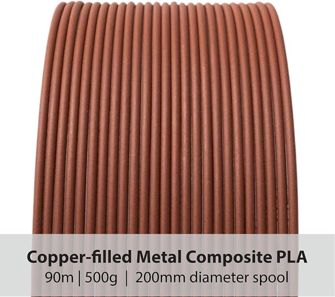 Protopasta Copper Filled PLA 3D Printer Filament | ProtoPlant Metal-Filled PLA Plastic Printer Filament with 60% Copper | Polish and Patina Friendly Metal Composite Filament | 500g Metallic Spool