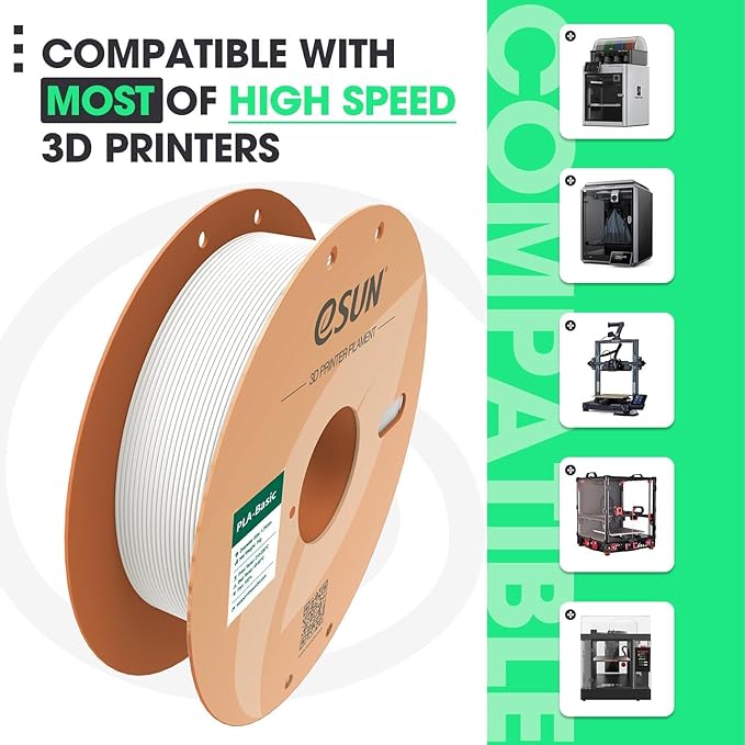 eSUN PLA Basic Filament 1.75mm, 1KG Spool (2.2 LBS) High Speed Printing 3D Printer PLA Filament,Designed for Fast Printing, Green 4Pack