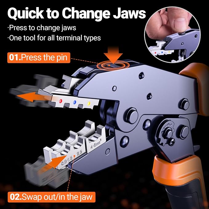 Preciva Crimping Tool Kit with 6PCS Crimping Die, Wire Stripper, 285PCS Terminals, for Heat Shrink, Insulated, Open Barrel, Ferrule, Circlip & Solar Connectors