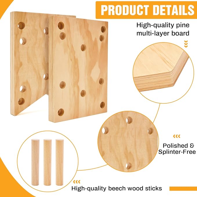 AceOrbit Climbing Pegboard 12‘'x48‘' Rock Climbing Board with Dowel Pegs 23 Holes Wall Mounted Ladder Fitness Cross Training for Rock Climbings Gift, Christmas Birthday Present for Climber