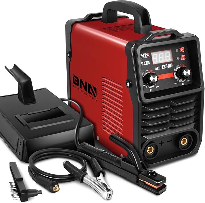 DNA Motoring 125A ARC Stick Welder, 110V Portable ARC MMA Welding Machine, IGBT Inverter with Digital Display, 60% Duty Cycle, Red, TOOLS-00381