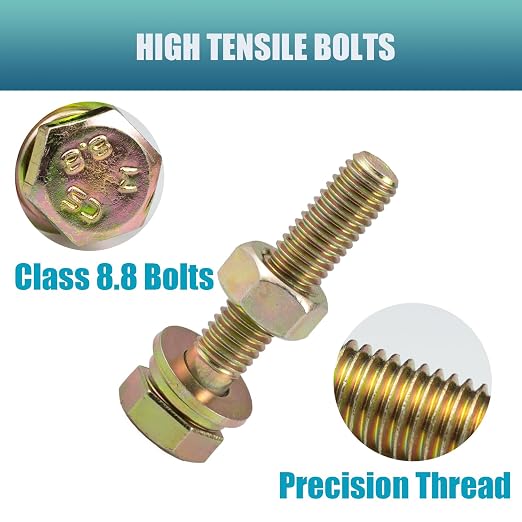 705 pcs Metric Bolt and Nut Set - M6/M8/M10/M12 Class 8.8 Heavy Duty Hexagon Bolts and Nuts Assortment Kit with Yellow Zinc Plated Coating,includs 15 Common Sizes