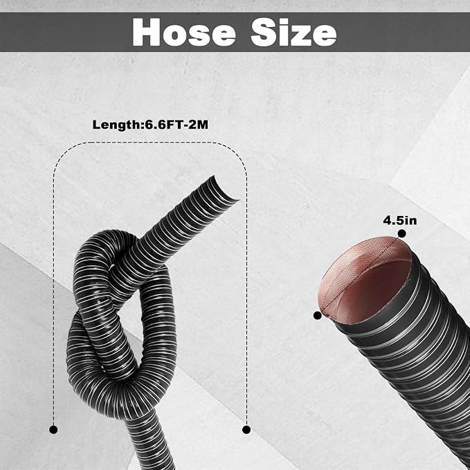 NOWBALL 4.5in Automotive Air Duct Hose, Length 2Meter-6.6ft, 4.5" Silicone Flexible Cooling Ducting, 114mm High Heat Brake Exhaust Hose for Car, Garage, Dryer Air System Black