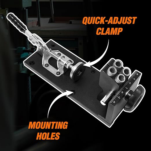 WEN Pocket Hole Jig Kit, Metal, Step Drill Bit, Self-Tapping Screws, and L-Base (WA1527)