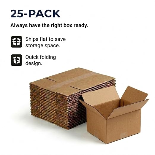 BOX USA Small Shipping Boxes 10"L x 10"W x 6"H (25-Pack) - Small Corrugated Cardboard Packaging Boxes for Shipping, Packing, Moving, and Storage at Home, Office, or Business