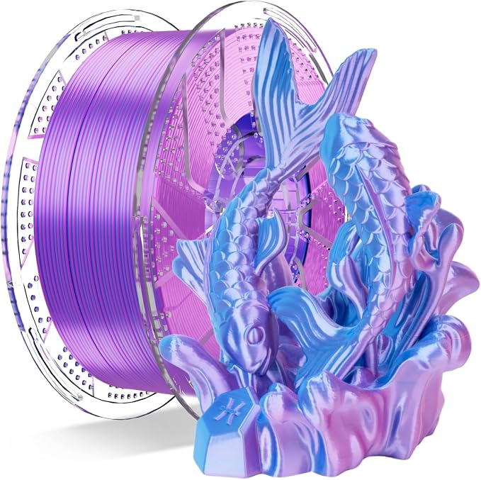 Chitu Systems Conjure Dual Color Silk PLA Filament, Christmas Rose Red Sky Blue Filament, Reusable Spool Compatible with Bambulab Refill Filament, Diameters 1.75±0.02 mm 3D Printer Filament 1KG/2.2lb