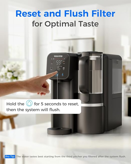 Waterdrop M6RFG RO Water Filter, Replacement for Waterdrop M6CG Countertop Reverse Osmosis System, 12-Month Lifetime