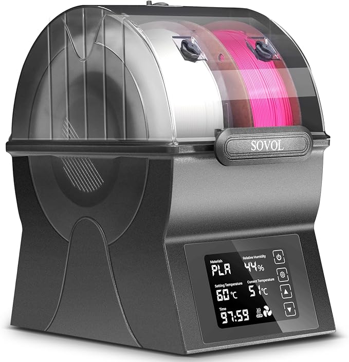 Sovol Filament Dryer, SH02 Dry Box Filament Sealed Storage Box 3D Printer Spool Holder with PTC Heater, Filament Dehydrator with Touch Screen, One Key Set, Compatible with PLA PETG TPU ABS 1.75/2.85mm