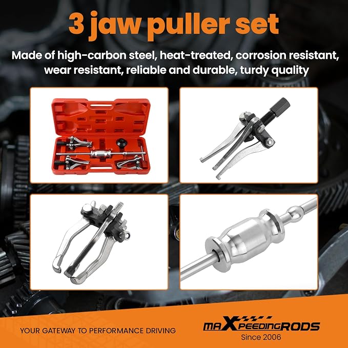 maXpeedingrods 3 Jaw Gear Bearing Slide Hammer Puller Set, 5PCS Universal Internal & External Gear Pulley Puller Set for Pulling Out Gear Bearings