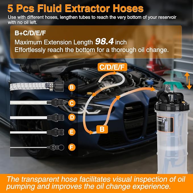 GOOACC Oil Extractor Pump 9L Manual Fluid Extractor Pump Oil Vacuum Changer with Brake Bleeding Hose Oil Suction Pump Extractor for Automotive Boat Motorcycles Oil Coolant Transmission Fluid Change
