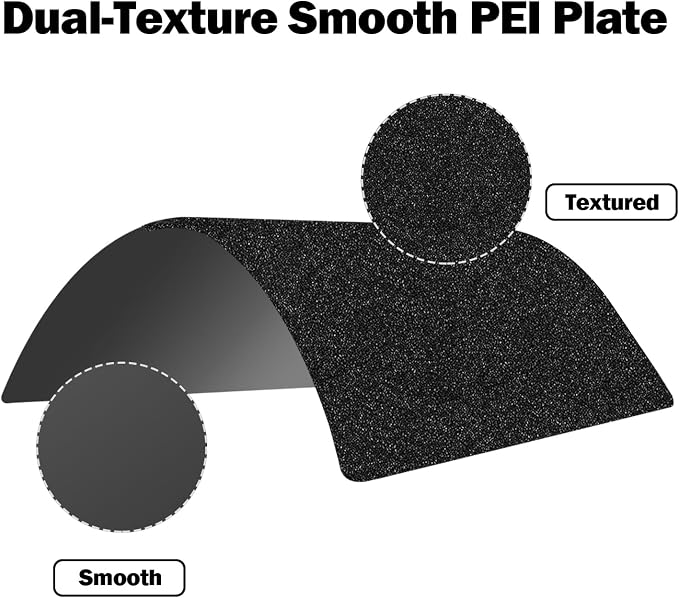 HzdaDeve P1S Build Plate for Bambu Lab P2S/X2D/P1S/P1P/A1/X1C Dual-Textured and Smooth PEI Plate Sheet 257.5x257.5MM Heated Bed Spring Steel Flexible Platform Black Board for 3D Printer Accessories