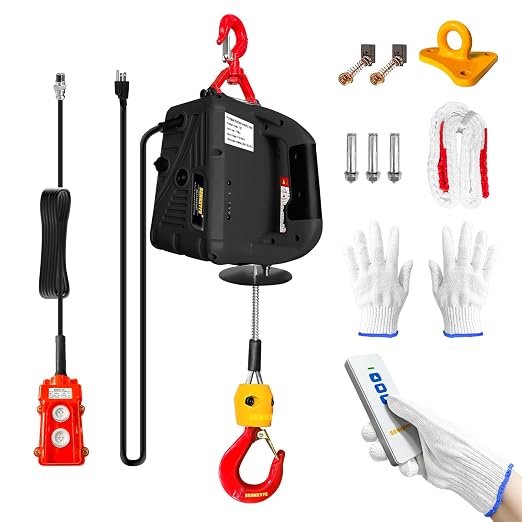 Power Electric Portable Hoist Winch 1100LBS, 3 in 1 Electric Cable Hoist 110V 25 FT with Lifting Strap, Electric Hoist Lift Ceiling Winch for Lifting Towing