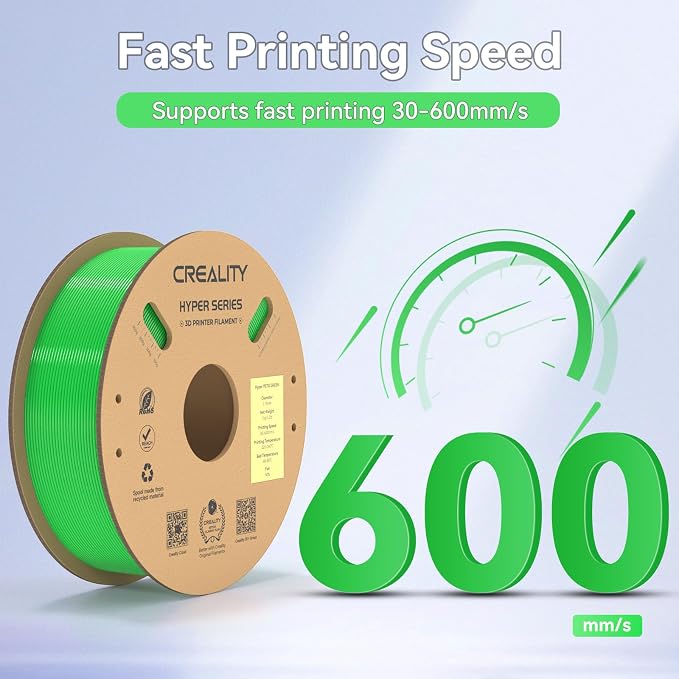Official Creality Hyper PETG Filament 1.75mm, High Speed 600mm/s 3D Printer Filament PETG, 1kg(2.2lbs)/Spool, Dimensional Accuracy ± 0.05 mm