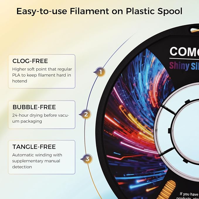 Comgrow Silk PLA 3D Printer Filament, Dual Color 2 in 1 Golden and Blue, 3D Printing PLA Filament 1.75mm, Dimensional Accuracy +/- 0.02 mm, 1KG Spool, Coextrusion Shiny Silk 3D Filament
