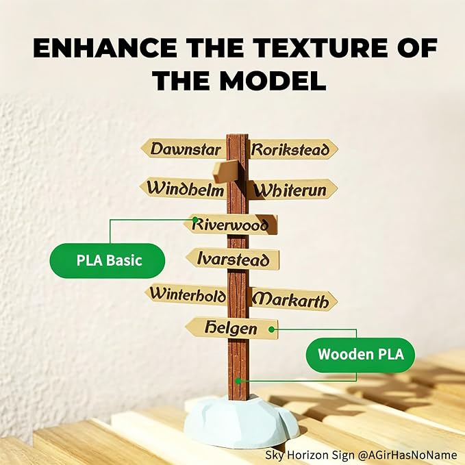 Bamboo PLA Wood 3D Printing Filament for Bambu Lab X1/X1C/P1S/P1P/A1/A1 MINI/AMS 1KG (2.2lbs), Real Wood Texture, Matte Finish, and RFID with Spool +/- 0.03mm (White Oak 13106)