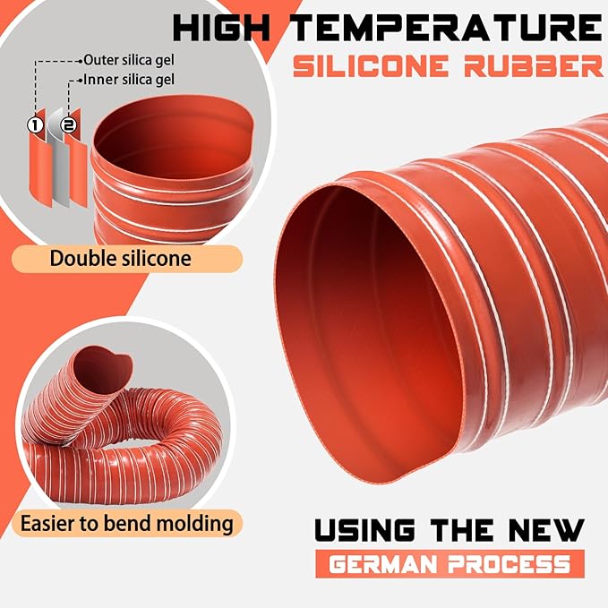 3 1/2 in Intake Hose Automotive Air Duct Hose Length 2 Meter (6.6 Feet) Double-layer Silicone Flexible Brake Cooling Ducting Induction vacuum hose for Air System (Red)