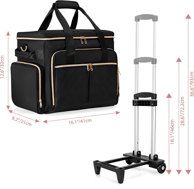Rolling Teacher Bag with Wheels, Teacher Tote Bag with Detachable Trolley, Fits for 15.6" Laptop(Patent Design)