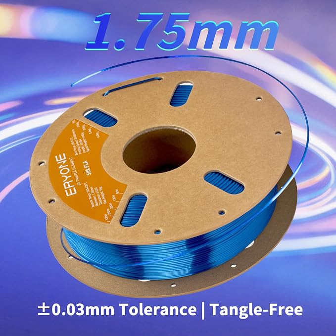 ERYONE Silk PLA Filament for 3D Printer 1.75mm +/- 0.03mm, Shiny Filament 1kg (2.1lbs)/Spool, Royal Blue