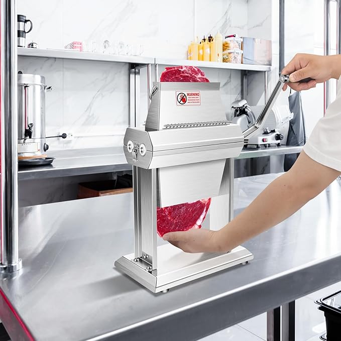 YBSVO 7" Commercial Meat Tenderizer Machine | Heavy Duty Manual Cuber with 40 Sharp Blades - Hand Crank Steak & Venison Tenderizing Tool for Butchers, Hunters & Kitchens