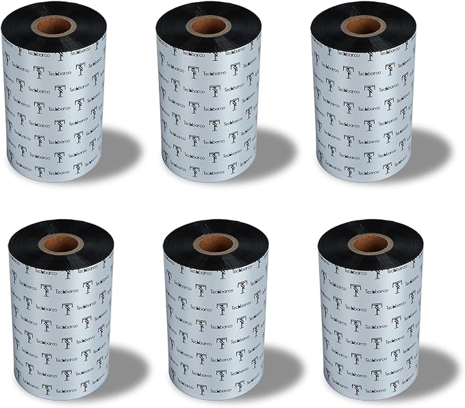 6 Rolls 4.33" x 984' Premium Enhanced Wax Thermal Transfer Ribbon, 110mm x 300m Black Industrial Barcode Label Printer Ribbon - Compatible with Zebra, TSC, GoDex, Citizen, 1" Core