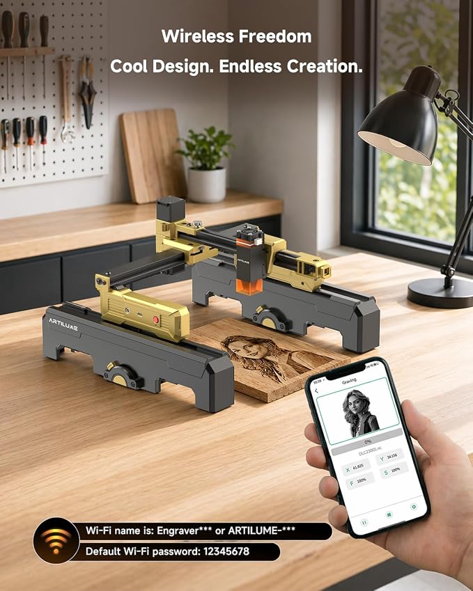 T1 Laser Engraver,Foldable Laser Engraver Machine with App Control Protective Case,Portable Lazer Cutter and Engraving Machine for Small Business DIY Crafts Wood Leather(T1 3000mW)