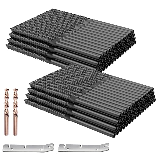 BLIKA 120 Pack 1/8" Black Cable Railing Kit Left &Right Swage Lag Screws for Wood Posts, T316 Stainless Steel, Wire Railing Kit for Decks with Wrench, Deck Stair Black Cable Railing Hardware