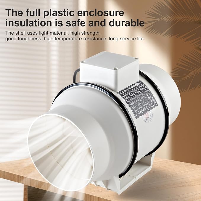 2 pieces 6-Inch Exhaust fan Pipeline booster fan Inline duct fan 420 CFM Efficiency Air Fan for Duct Vent Bathroom, Kitchen, Grow Tent,The wind is very strong.All-copper wire motors are more durable