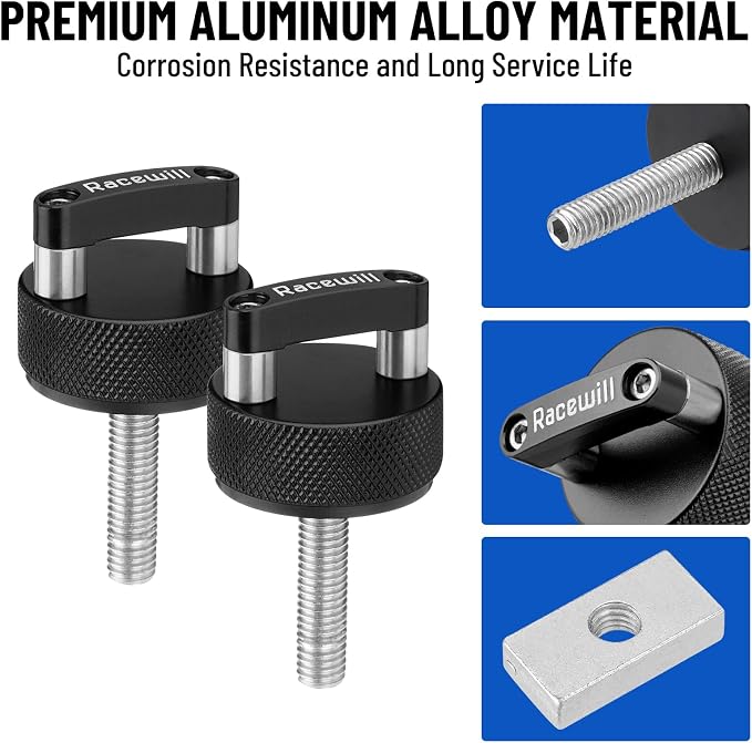 6PCS Black Hard Top Quick Removal Fastener Thumb Screws with Nut Plates Compatible with 2007-2022 Jeep Wrangler JK/JKU/JL/JLU Gladiator JT