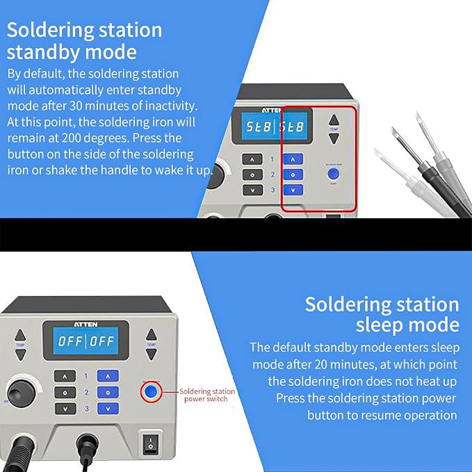 ST-8902D 1300W 2 in 1 Digital Rework Station With Hot Air Station and Soldering Station, Automatic Sleep Mode and Digital Display Function for Mobile Phone Repair, Laboratory, DIY