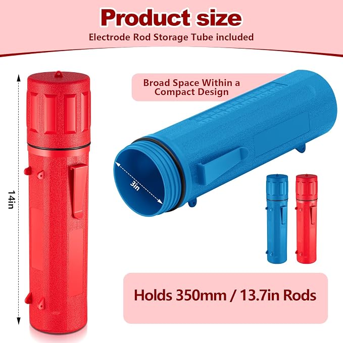 Zonon 4 Pcs Welding Rod Storage Tube 14 Inch Electrode Welding Rod Holder Container Airproof and Waterproof for Canister(Red and Blue)