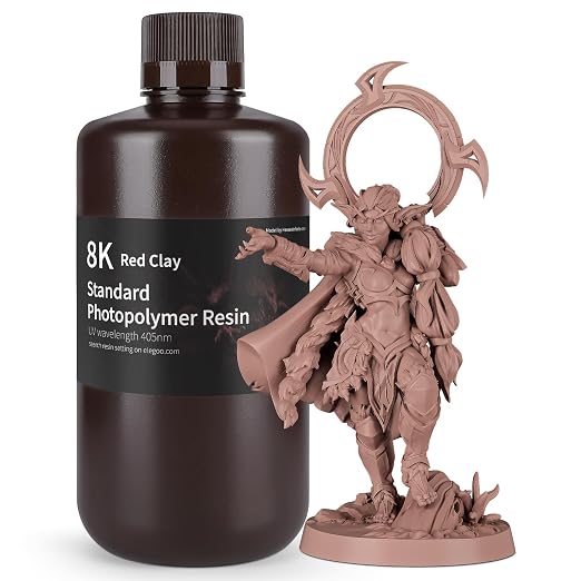 ELEGOO 8K Standard Resin, 405nm Rapid UV-Curing 3D Printer Resin, Higher Precision, Lower Shrinkage 3D Photopolymer Resin for 8K/12K/14K 3D Printer and LCD/MSLA/DLP 3D Printing, Red Clay 1000G