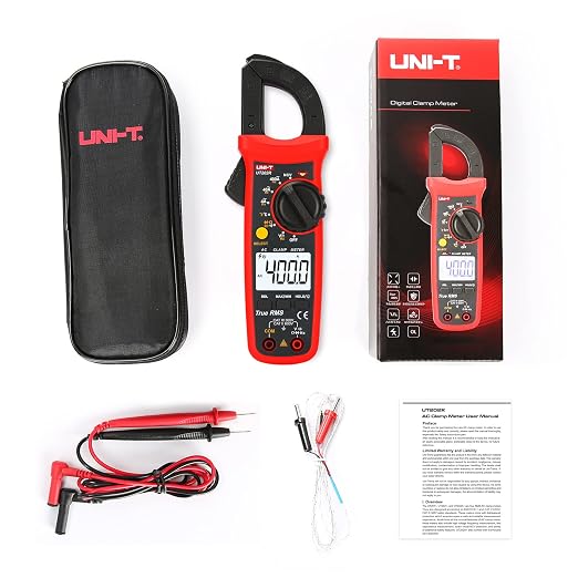 UNI-T Digital Clamp Meter UT202R AC Current TRMS Volt Amp Ohm Meter HVAC Clamp On Multimeter, Auto Ranging 4000Counts Temperature AC DC Voltage Frequency Resistance Capacitance Continuity Diode Tester