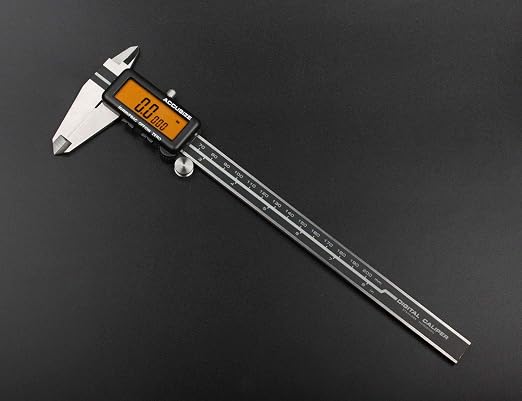 Accusize Industrial Tools Digital Caliper, 0-8'' / 0-200 mm by 0.0005''/0.01 mm Resolution, Metric/Imperial, Yellow LCD,1110-1828 | 200 mm/8 in Range, 0.01 mm/0.0005 in Resolution, ±0.03 mm Accuracy, Metric/Inch, Yellow LCD