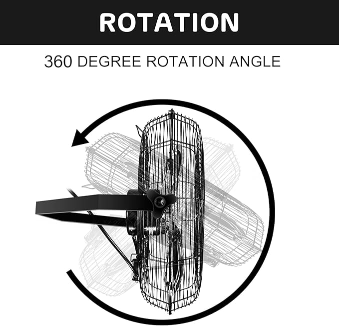 Simple Deluxe 24 Inch Industrial Wall Mount Fan, Max 7600 CFM 3 Speed Commercial Ventilation Metal Fan for Warehouse, Greenhouse, Workshop, Patio, Factory and Basement - High Velocity, black