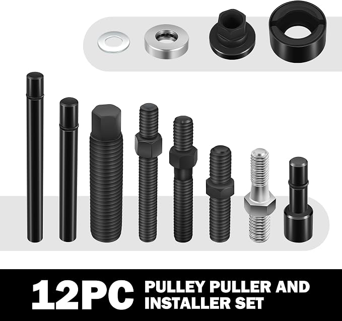 DNA Motoring 12Pcs Power Steering Pulley Puller Remover and Installer Tool Kit on Most Engines,TOOLS-00295
