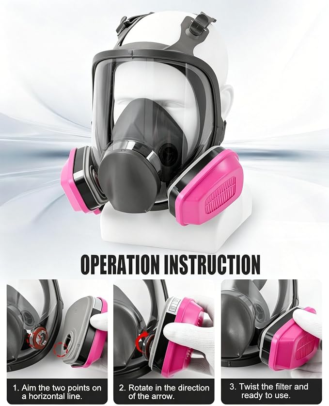 Full Facepiece with Filters, Against Painting, Dust, Organic Vapor, Chemicals, Gas, Welding, Polishing, Car Spraying, Woodworking