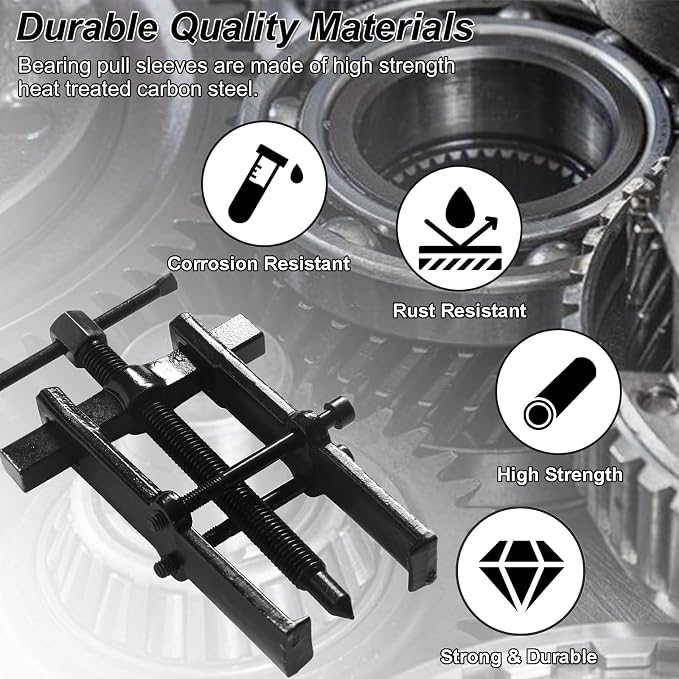 2 Jaws Bearing Puller 5-Piece Set, 2'' 3'' 4'' 6'' 8" Adjustable Two Jaw Puller Remover Tool, Carbon Steel Pump Removing Kit for Wheel, Bearings, Gears, Motorcycle